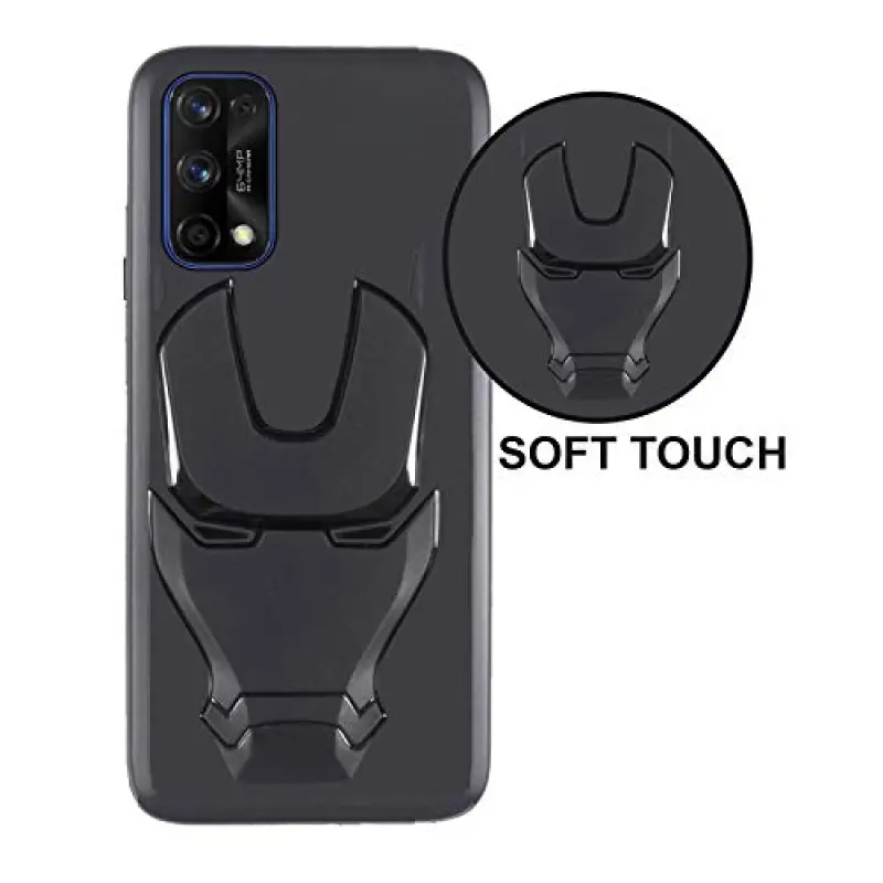 Oppo A55 4G Premium 3D Iron Man Avengers Character Soft Silicone Shockproof Back Cover - Black