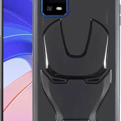 Oppo A55 4G Premium 3D Iron Man Avengers Character Soft Silicone Shockproof Back Cover - Black